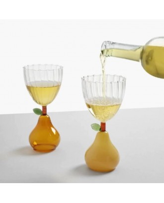 Pahar pentru vin, cu picior para, Dull Yellow, Fruits and Flower - designer Alessandra Baldereschi - ICHENDORF